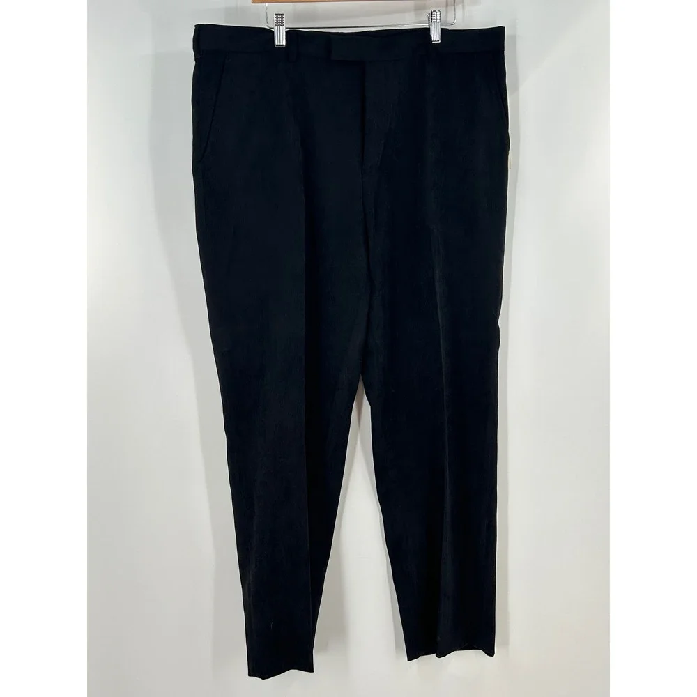 Perry Ellis Mens Black Corduroy Principles Pants 38x32 NWT 46FB7020PS